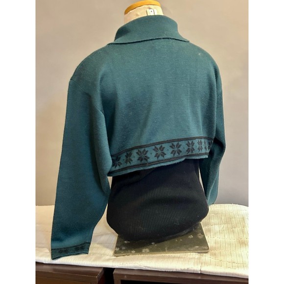 80s Nils Wool Blend Ski Sweater size M Collared Button Front Ribbed Bottom - Picture 4 of 7
